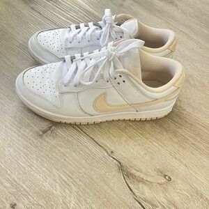 Nike White and Cream Dunk Low Sneakers